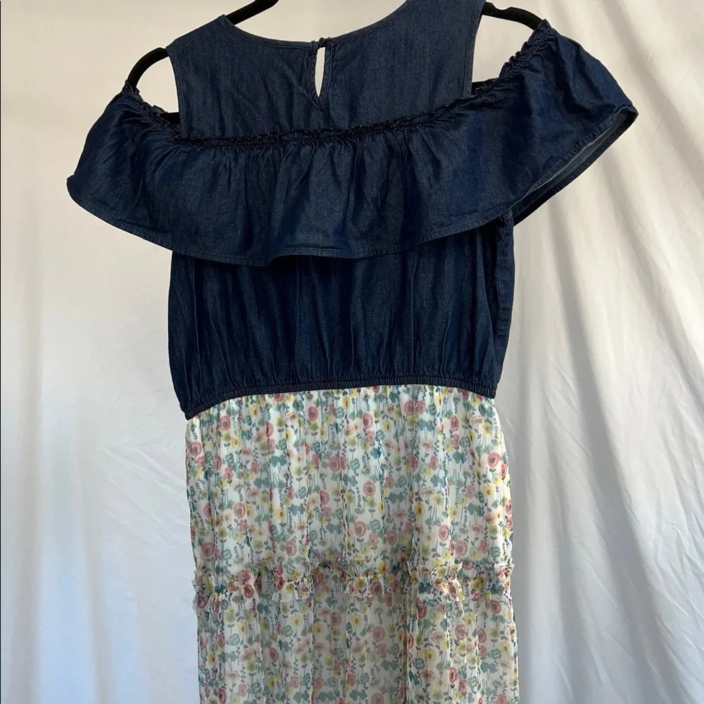Justice calico drop sleeve country cute midi